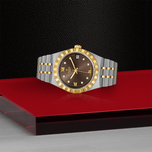 TUDOR Royal 34 mm automatique en or jaune, acier inoxydable et diamants